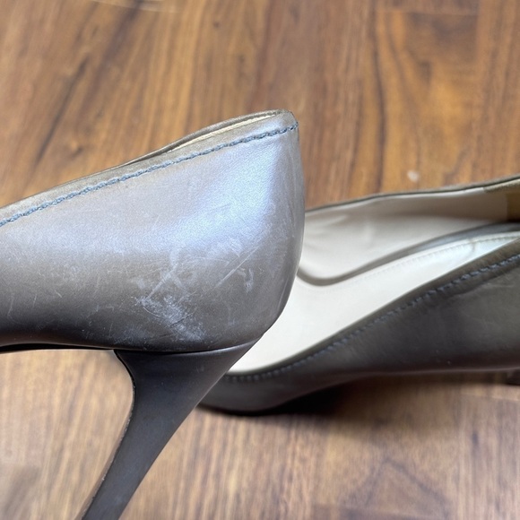 Prada Leather Grey Gray Peep Toe Heels 38.5 - Picture 6 of 10